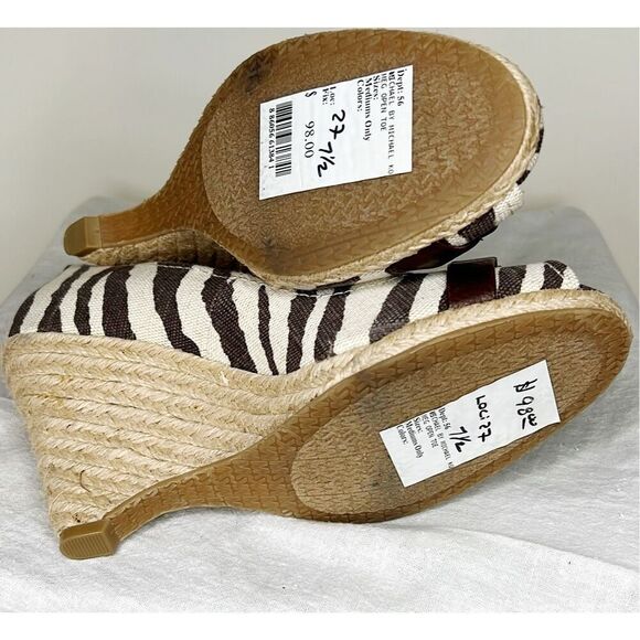 Michael Michael Kors Women's Zebra Print Wedge Platform Espadrilles Nwt Size 7.5 - Picture 5 of 5